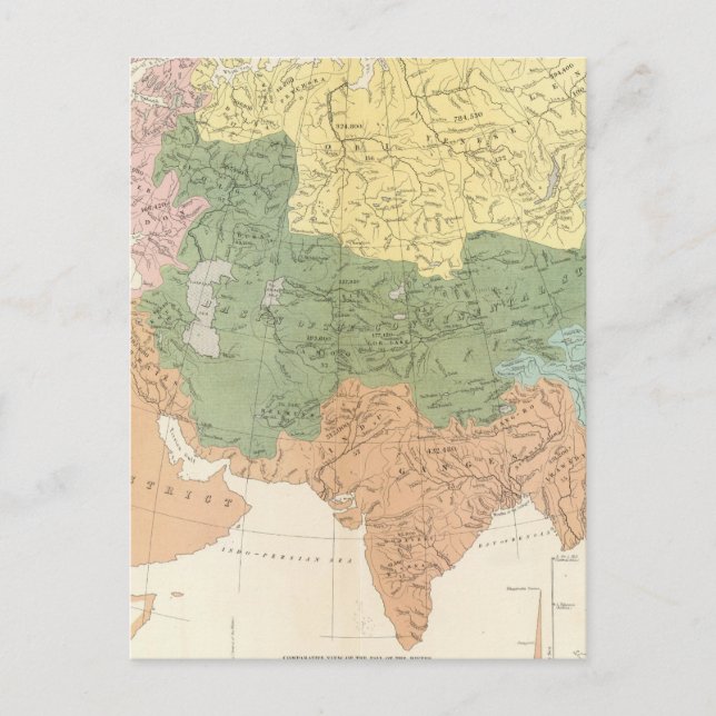 Asien, Europas flodsystem Vykort (Framsida)