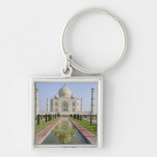 Asien, Indien, Uttar Pradesh, Agra. Taj 5 Fyrkantig Silverfärgad Nyckelring