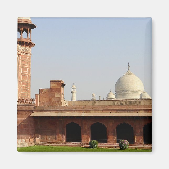Asien, Indien, Uttar Pradesh, Agra. Taj 6 Magnet (Framsidan)