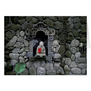 Asien, Indonesien, Bali. En Buddha-helgedom Hälsningskort