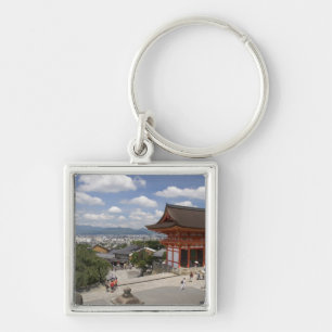 Asien, Japan, Kyoto, Kiyomizu-templet Fyrkantig Silverfärgad Nyckelring