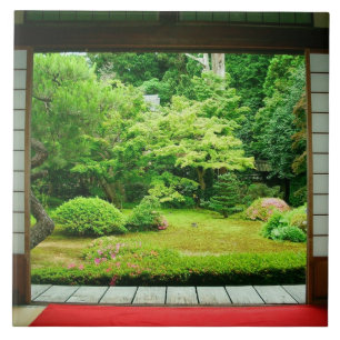 Asien, Japan, Kyoto. Zen-trädgård 2 Kakelplatta