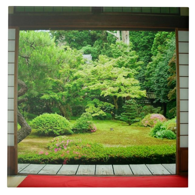 Asien, Japan, Kyoto. Zen-trädgård 2 Kakelplatta (Framsidan)