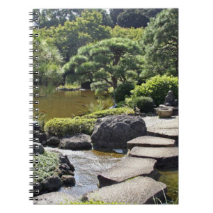 Asien, Japan, Tokyo. Den japanska trädgården på Anteckningsbok Med Spiral