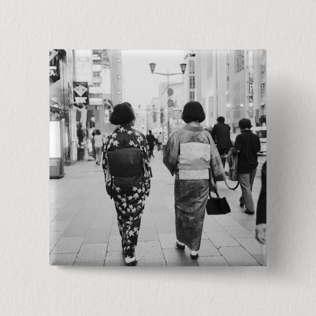 Asien, Japan, Tokyo. Geishor på Ginza. Knapp (Framsida)