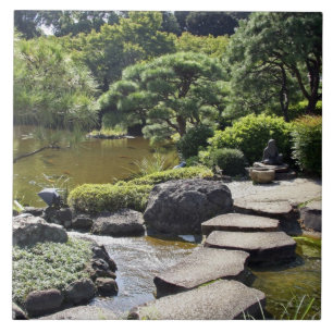 Asien, Japan, Tokyo. Japanska Garden vid Kakelplatta
