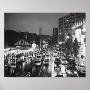 Asien, Japan, Tokyo. Kväll, Harajuku Station, Poster