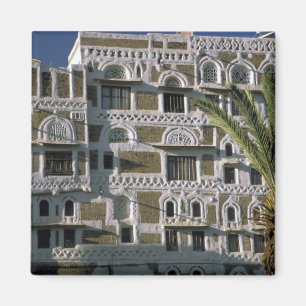 Asien, Jemen, Sana'a. Jemeniskt hus. Magnet