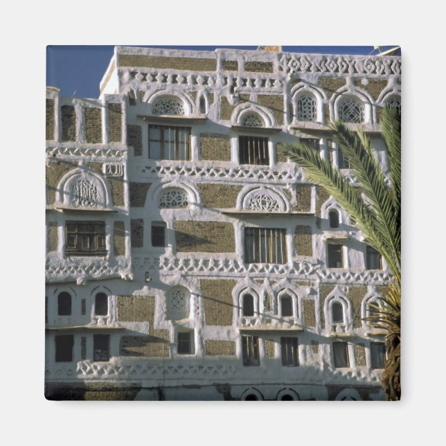 Asien, Jemen, Sana'a. Jemeniskt hus. Magnet (Framsidan)