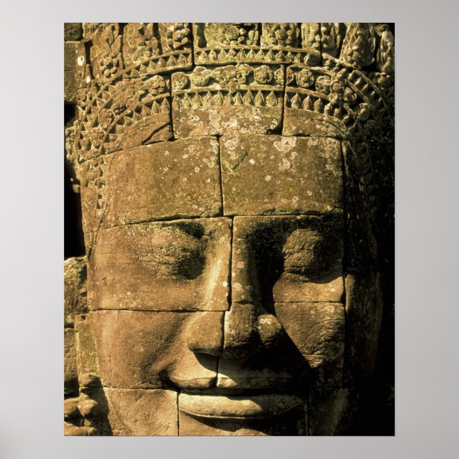Asien, Kambodja, Siem Reap. Angkor Thom, huvuden a Poster (Framsidan)
