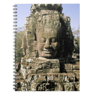 Asien, Kambodja, Siem Reap. Angkor Thom, huvuden Anteckningsbok Med Spiral