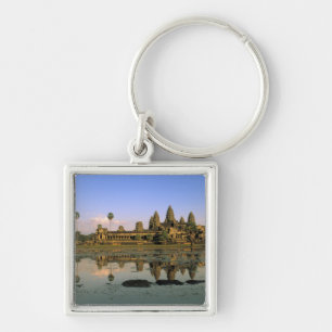 Asien, Kambodja, Siem Reap. Angkor Wat. 2 Fyrkantig Silverfärgad Nyckelring