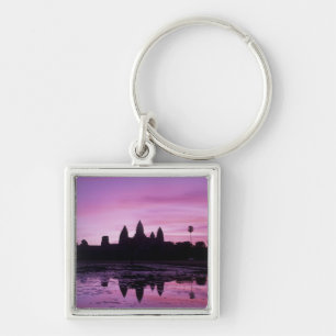 Asien, Kambodja, Siem Reap, Angkor Wat (f. 1100-ta Fyrkantig Silverfärgad Nyckelring