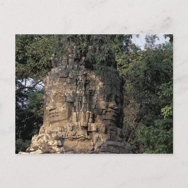 Asien, Kambodja, Siem Reap. Stora stenträskulpture Vykort (Framsida)