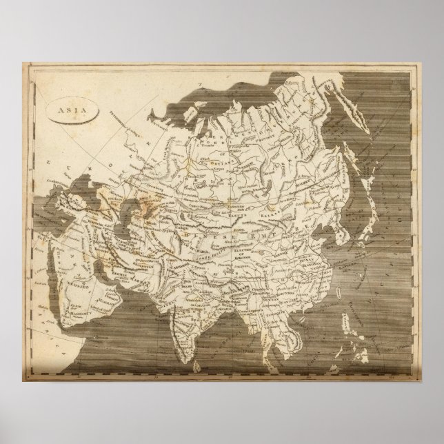 Asien Karta av Arrowsmith Poster (Framsidan)