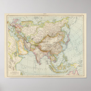 Asien - Karta i Asien Poster