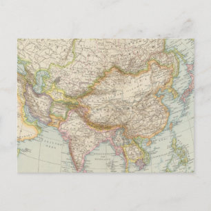 Asien - Karta i Asien Vykort