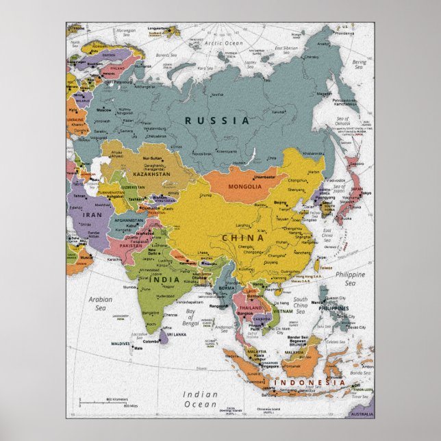 Asien Karta Poster (Framsidan)