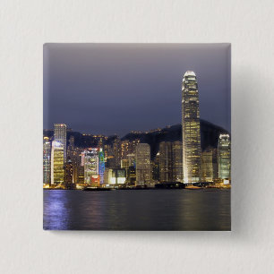 Asien, Kina, Hong Kong, stadssiluett och 2 Knapp