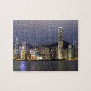 Asien, Kina, Hong Kong, stadssiluett och 2 Pussel