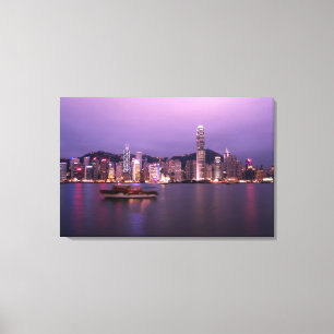 Asien, Kina, Hong Kong, stadssiluett och Canvastryck