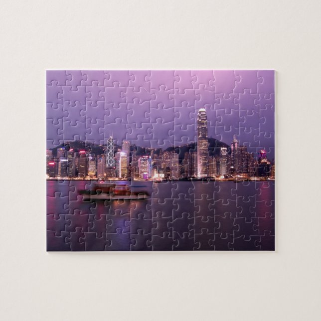 Asien, Kina, Hong Kong, stadssiluett och Pussel (Horisontell)