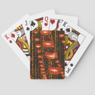 Asien, Kina, Peking. Röda kinesiska lyktor, Casinokort