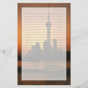 ASIEN, Kina, Shanghai Utsikt över Oriental Pearl T Brevpapper