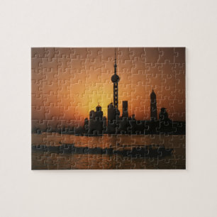 ASIEN, Kina, Shanghai Utsikt över Oriental Pearl T Pussel