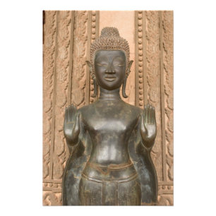 Asien, Laos, Vientiane, Brons Buddha i Hawn Fototryck