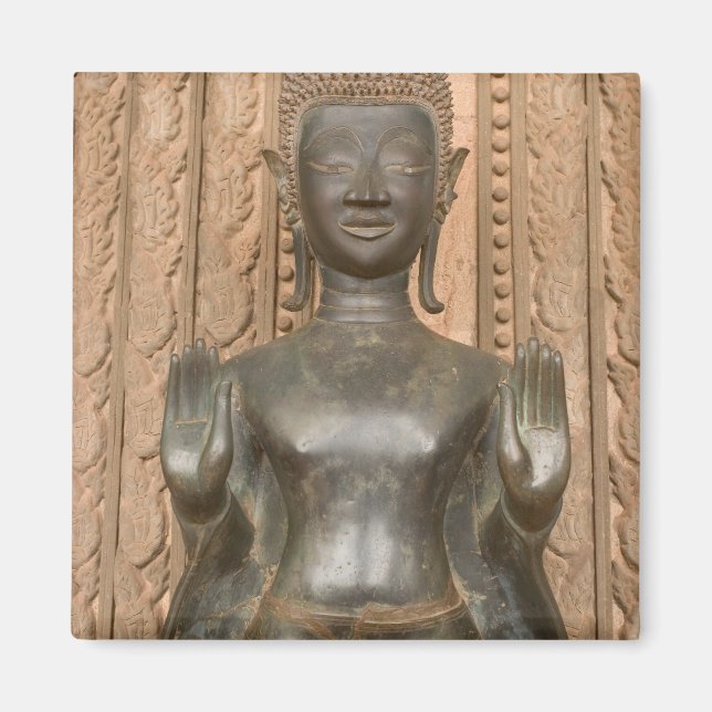 Asien, Laos, Vientiane, Brons Buddha i Hawn Magnet (Framsidan)