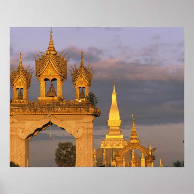 Asien, Laos, Vientiane. Luang Temple. Poster (Framsidan)