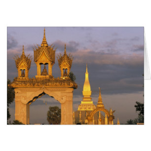 Asien, Laos, Vientiane. That Luang-templet. Hälsningskort