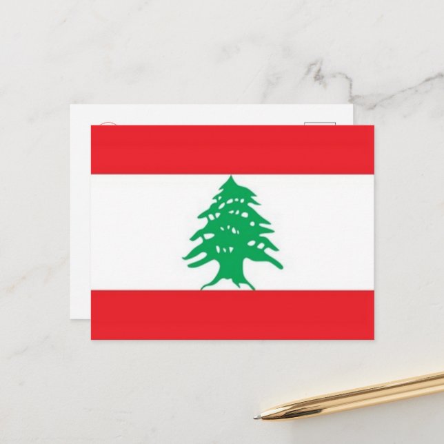 Asien - Libanon - Flagga - Vykort (Fram/Back In Situ)