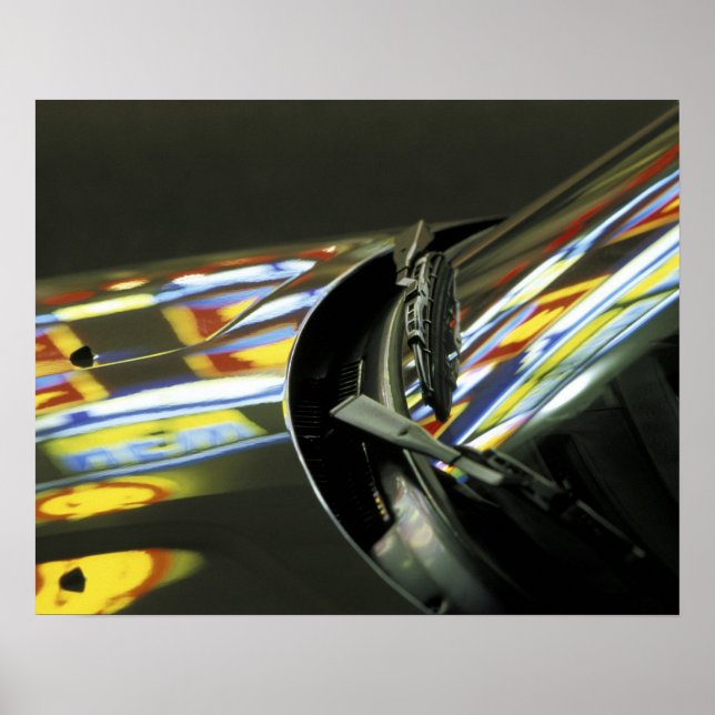 Asien, Malaysia, Melaka. Neonreflektioner i bil Poster (Framsidan)