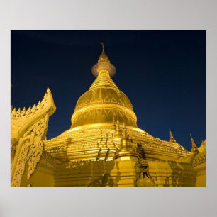 Asien, Maynmar, Yangon, Buddhisttempel i Yangon Poster