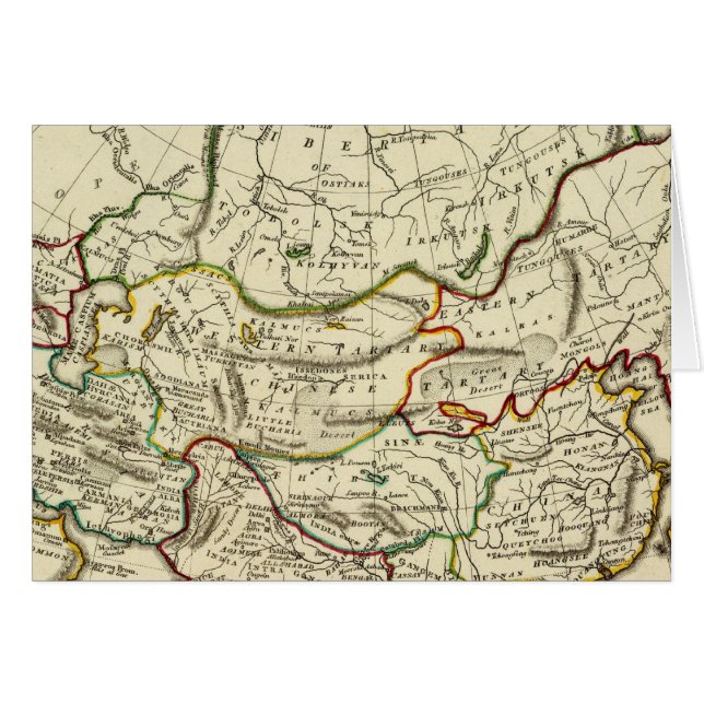 Asien med gränser hälsningskort (Framsidan Horizontal)