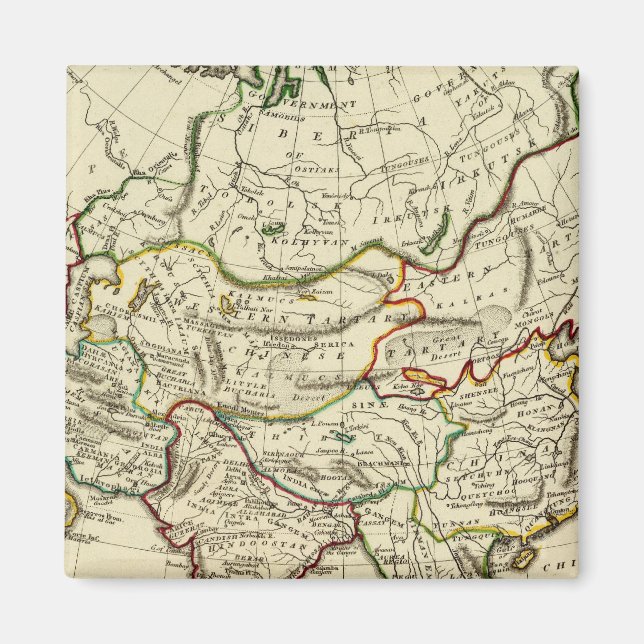 Asien med gränser magnet (Framsidan)