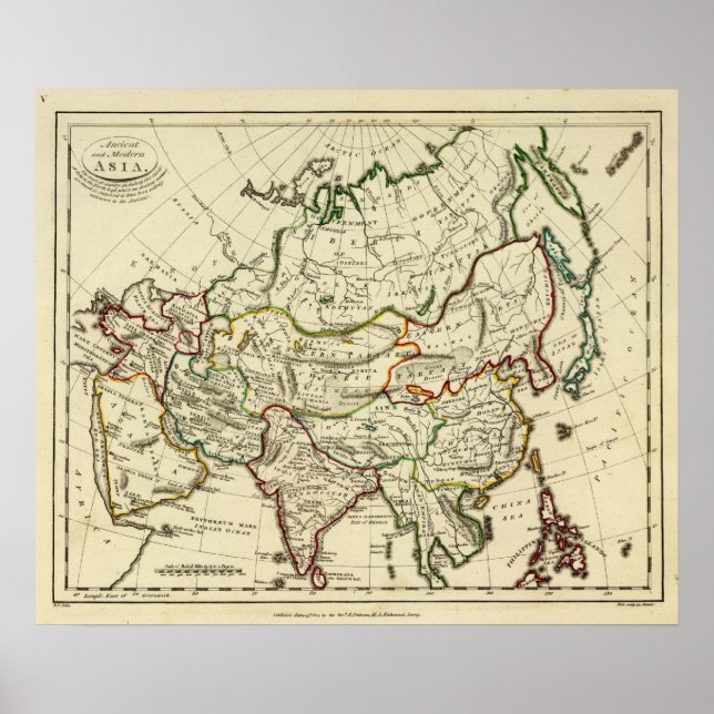 Asien med gränser poster (Framsidan)