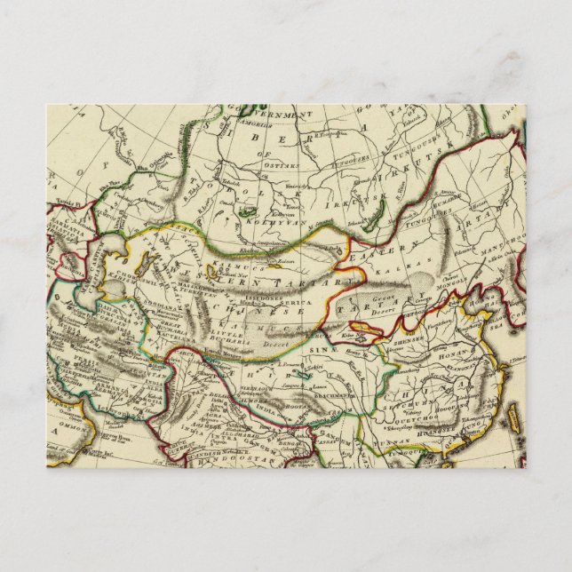 Asien med gränser vykort (Framsida)