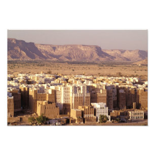 Asien, Mellanöstern, Republiken Jemen. Shibam Fototryck
