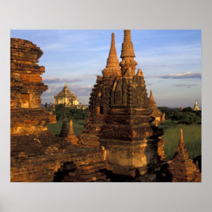 Asien, Myanmar, Bagan. Anciella tempel och Poster