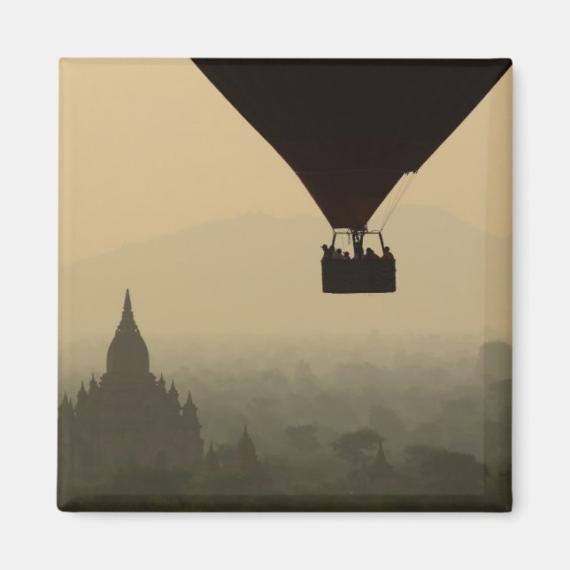 Asien, Myanmar, Bagan, ballong över Bagan-templen Magnet (Framsidan)