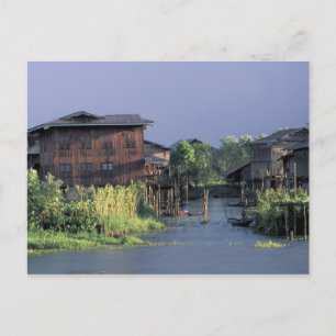 Asien, Myanmar, Inle Lake. En flytande by på Vykort