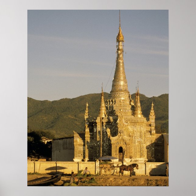 Asien, Myanmar, Inle Lake. Pagoder. Poster (Framsidan)