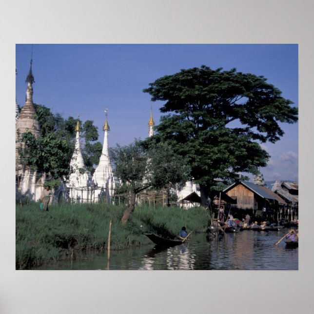 Asien, Myanmar, Inle Sjö. En flytande marknad. Poster (Framsidan)