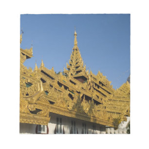 Asien, Myanmar, Yangon. Förgylld stupa på Shwedago Anteckningsblock