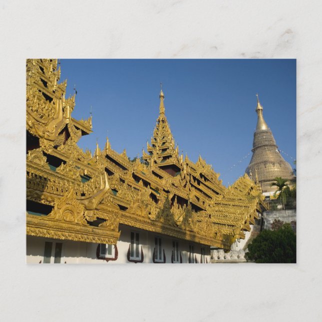 Asien, Myanmar, Yangon. Golden stupa av Shwedagon  Vykort (Framsida)