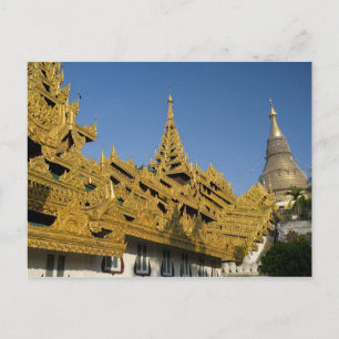 Asien, Myanmar, Yangon. Gylden stupa av Shwedagon Vykort