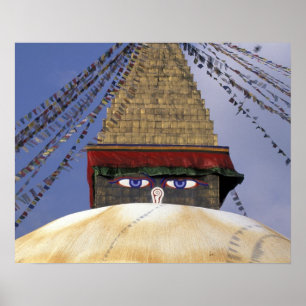 Asien, Nepal, Katmandu. Bouddhanath Stupa. 2 Poster